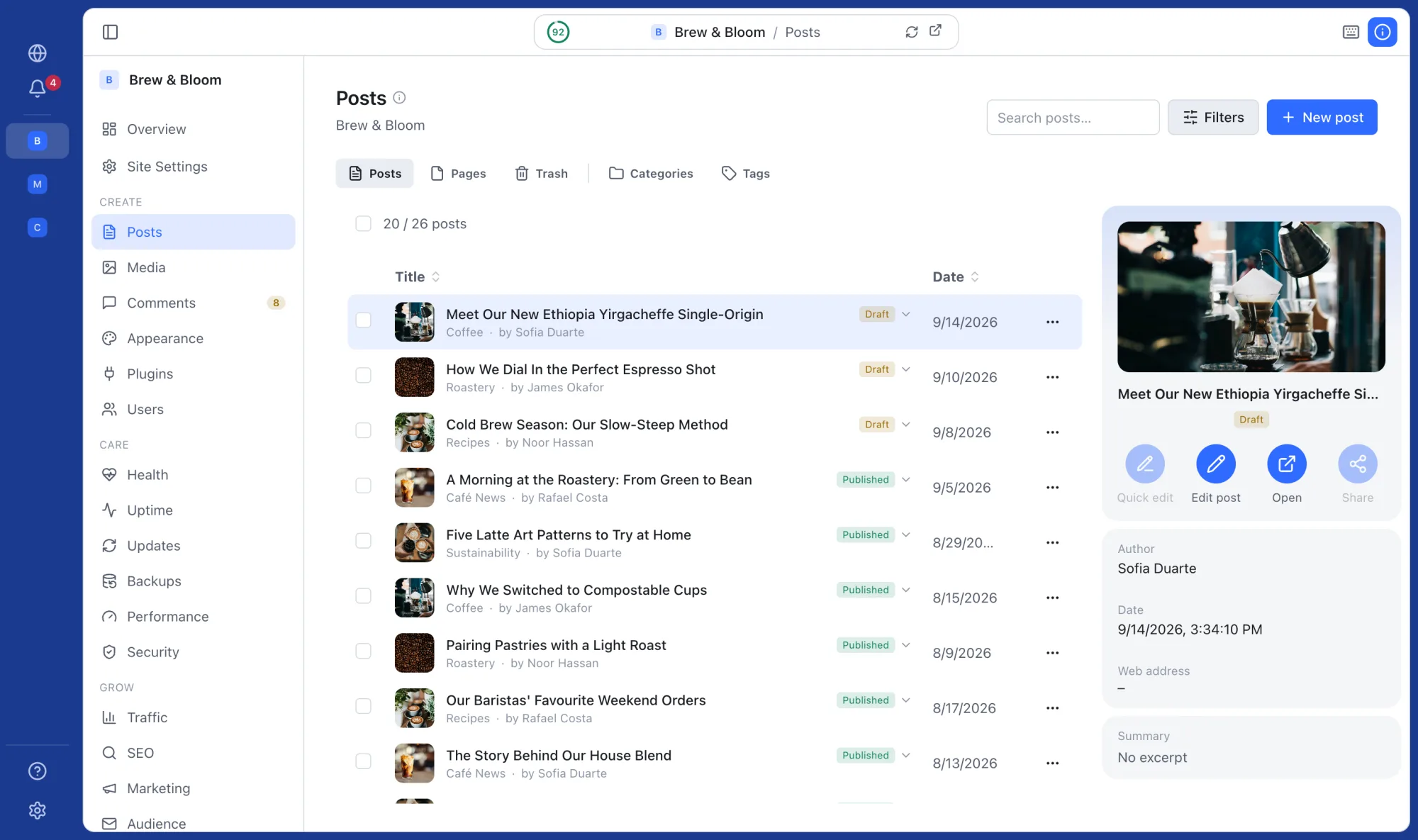 Posts & pages — Apollo